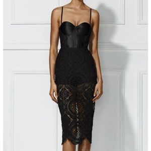 Misha collection Flora crochet dress in black